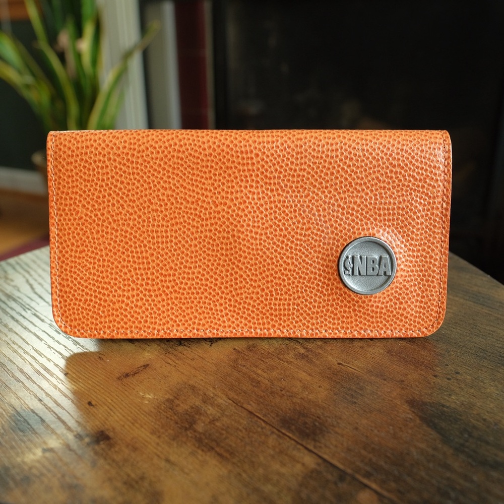 Vintage Rare NBA Basketball Leather Bi-fold Wallet Orange